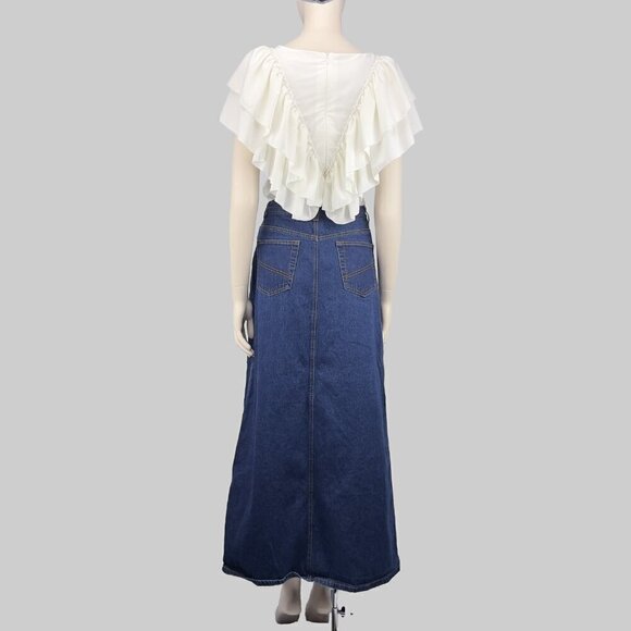 Coastal Cowgirl‎ Victorian White Blouse Flaunt Ruffles Front&Back Yakuza s S-M - Picture 11 of 15